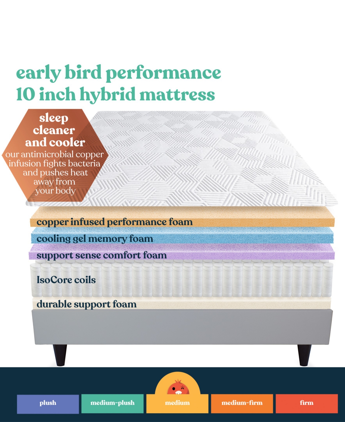 Corsicana Early Bird 10" Medium Mattress In No Color