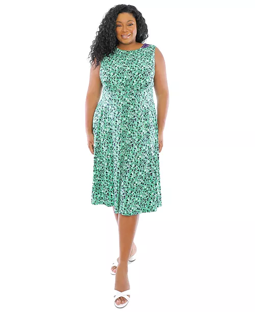 plus size sleeveless fit & flare midi dress
