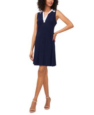 MSK - Petite Contrast Polo-Collar Sleeveless Shift Dress
