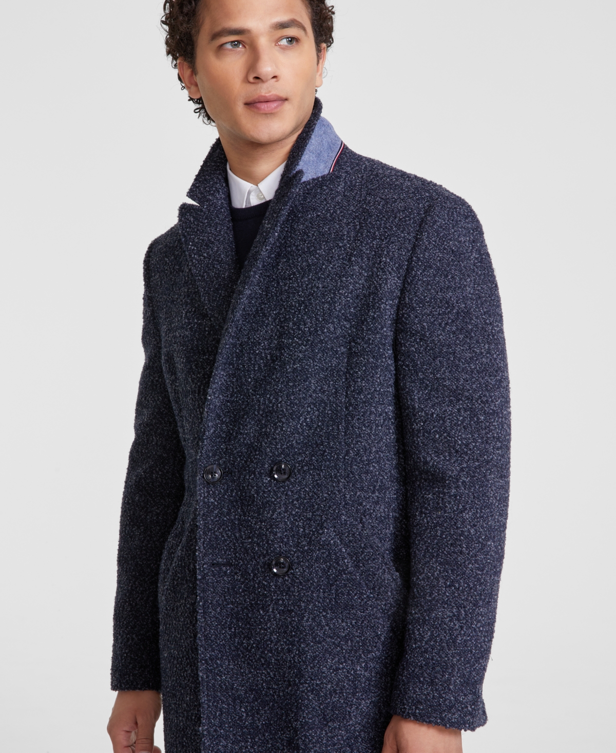 Tommy Hilfiger Men's Modern-FitOvercoat - Blue