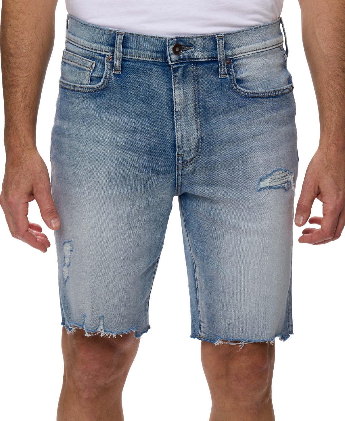Shop Lazer Men's Slim-fit Stretch 9-1/2" Denim Shorts In Light Blue