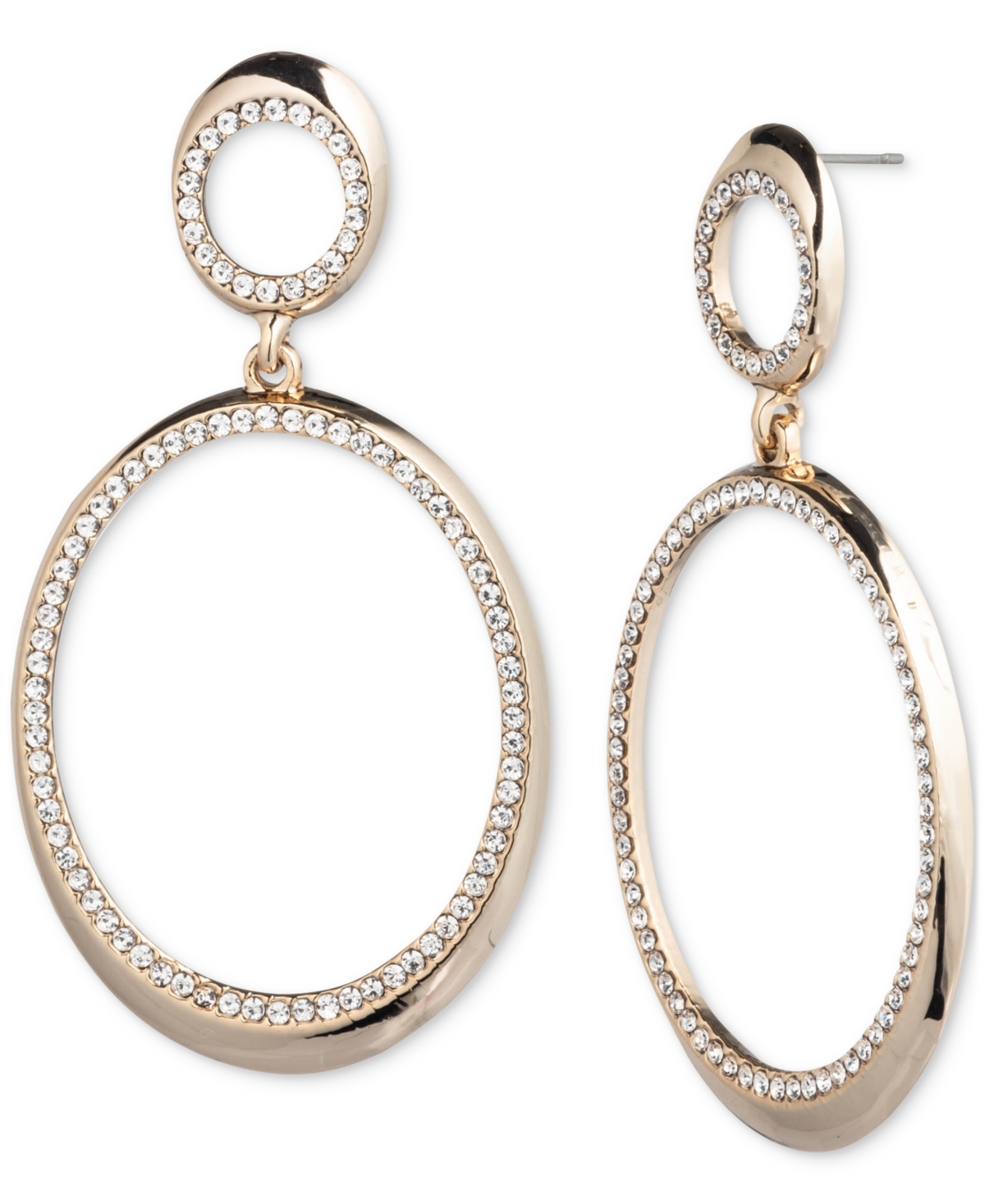 Pave Crystal Open Drop Statement Earrings - Crystal Wh