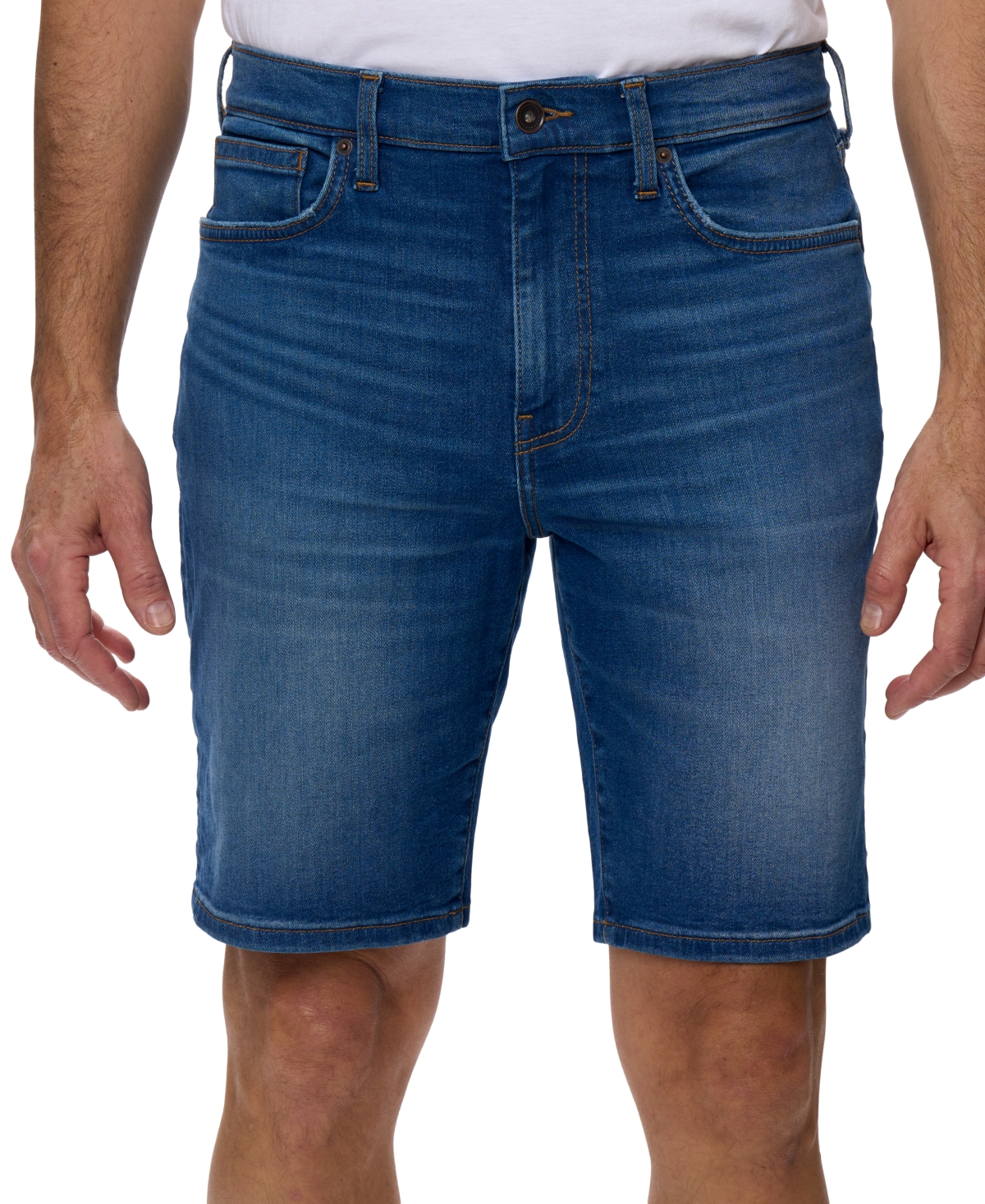 Shop Lazer Men's Slim-fit Stretch 9-1/2" Denim Shorts In Medium Blue