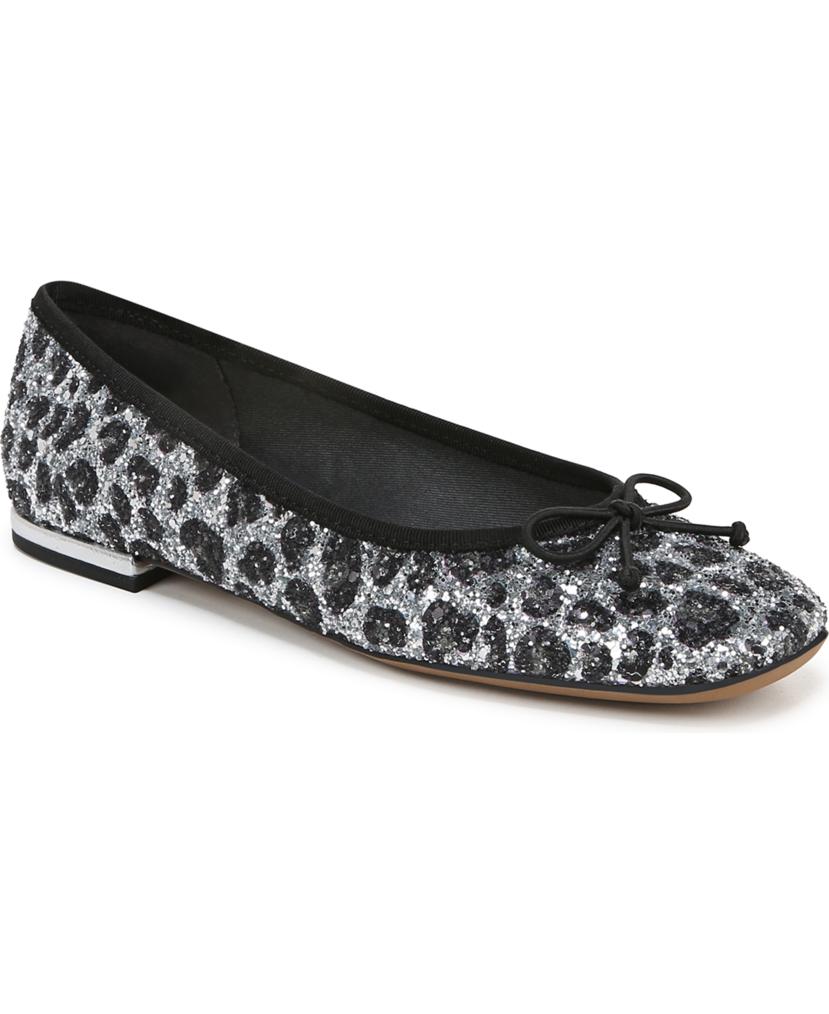 Women's Abigail Square Toe Ballet Flats - Leopard Print Glitter Fabric