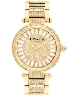 COACH Women's Cary Gold-Tone Stainless Steel Crystal Watch 34mm - Macy's