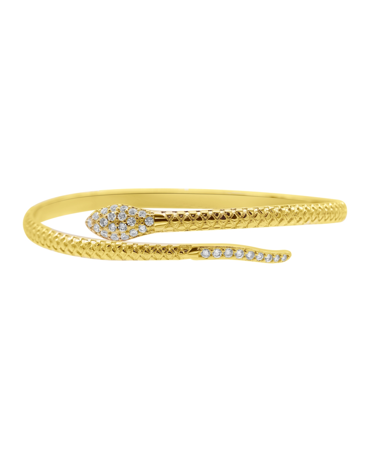 14K Gold-Plated Adjustable Crystal Snake Cuff - Gold