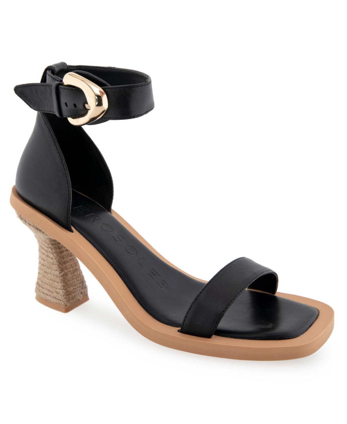 Shop Aerosoles Women's Calico Buckled Strap Sandals In Black Leather