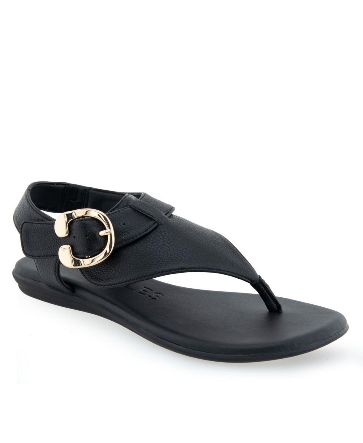 Aerosoles Women's Isa Flat Sandals In Black Snake Patent Polyurethane