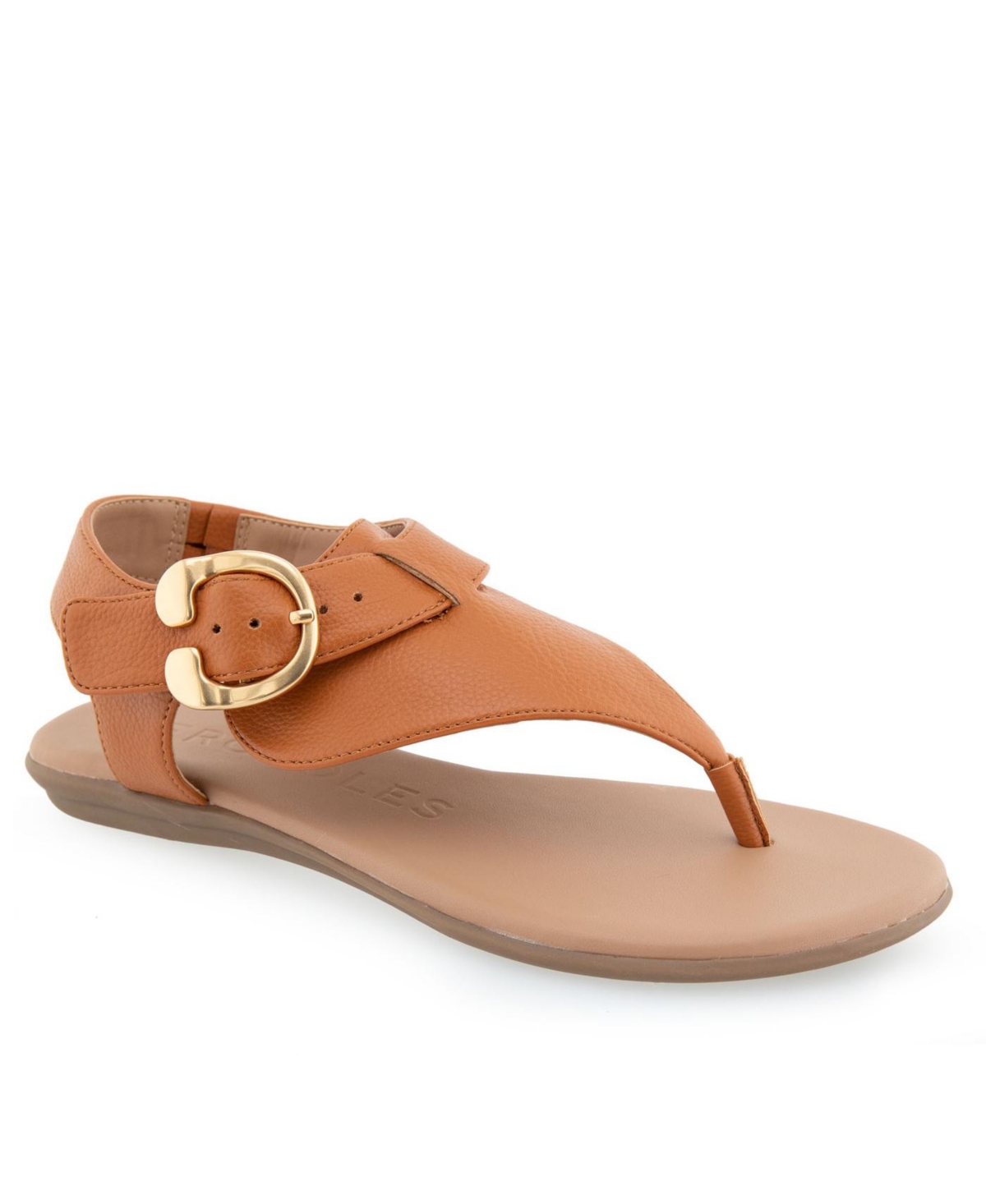 Shop Aerosoles Women's Isa Flat Sandals In Tan Polyurethane Leather