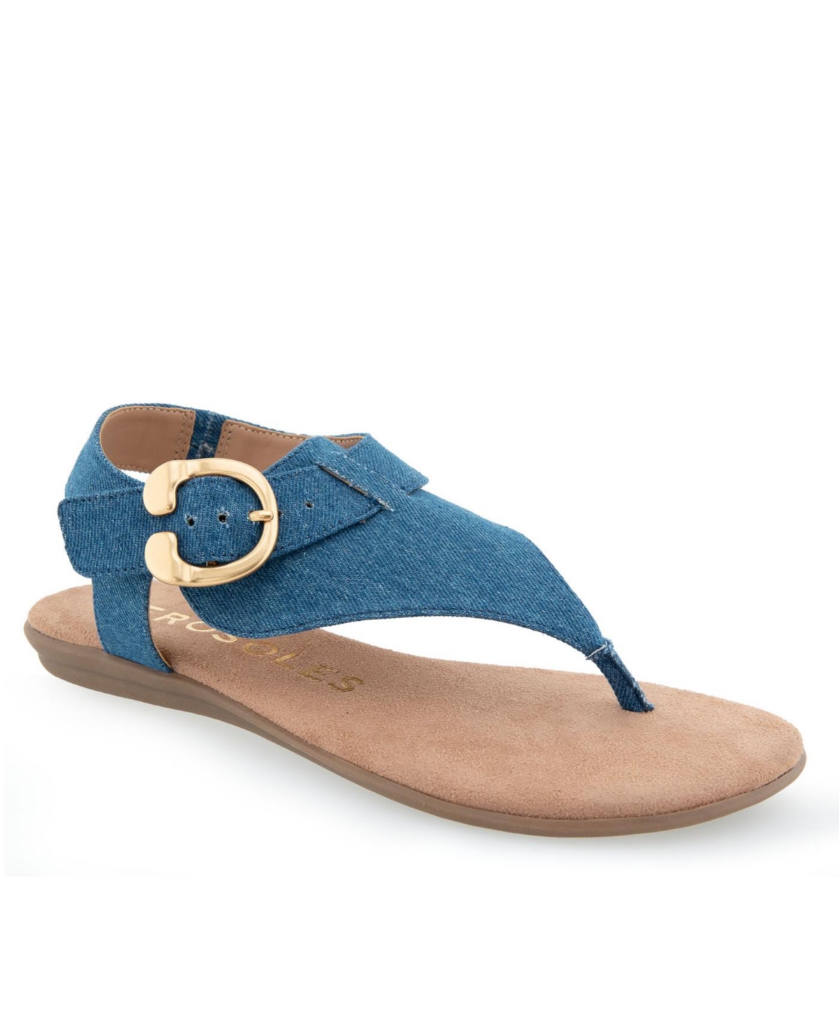 Shop Aerosoles Women's Isa Flat Sandals In Medium Blue Denim