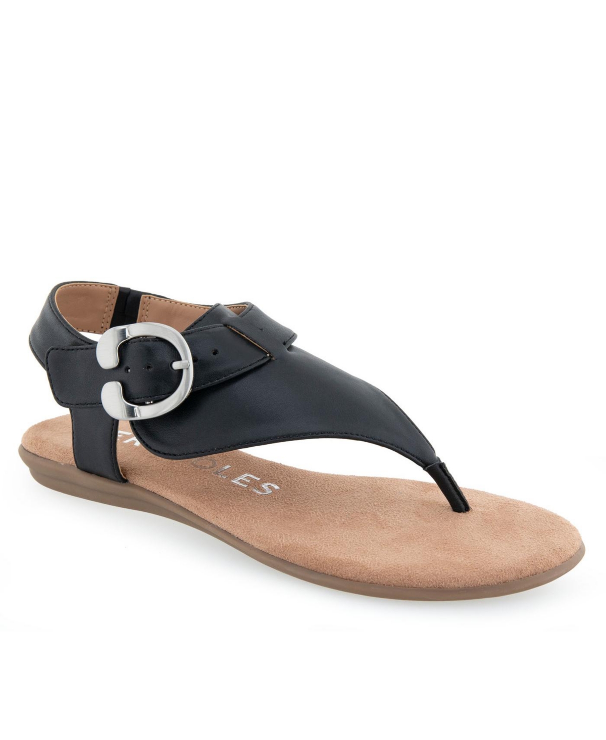 Shop Aerosoles Women's Isa Flat Sandals In Black Polyurethane