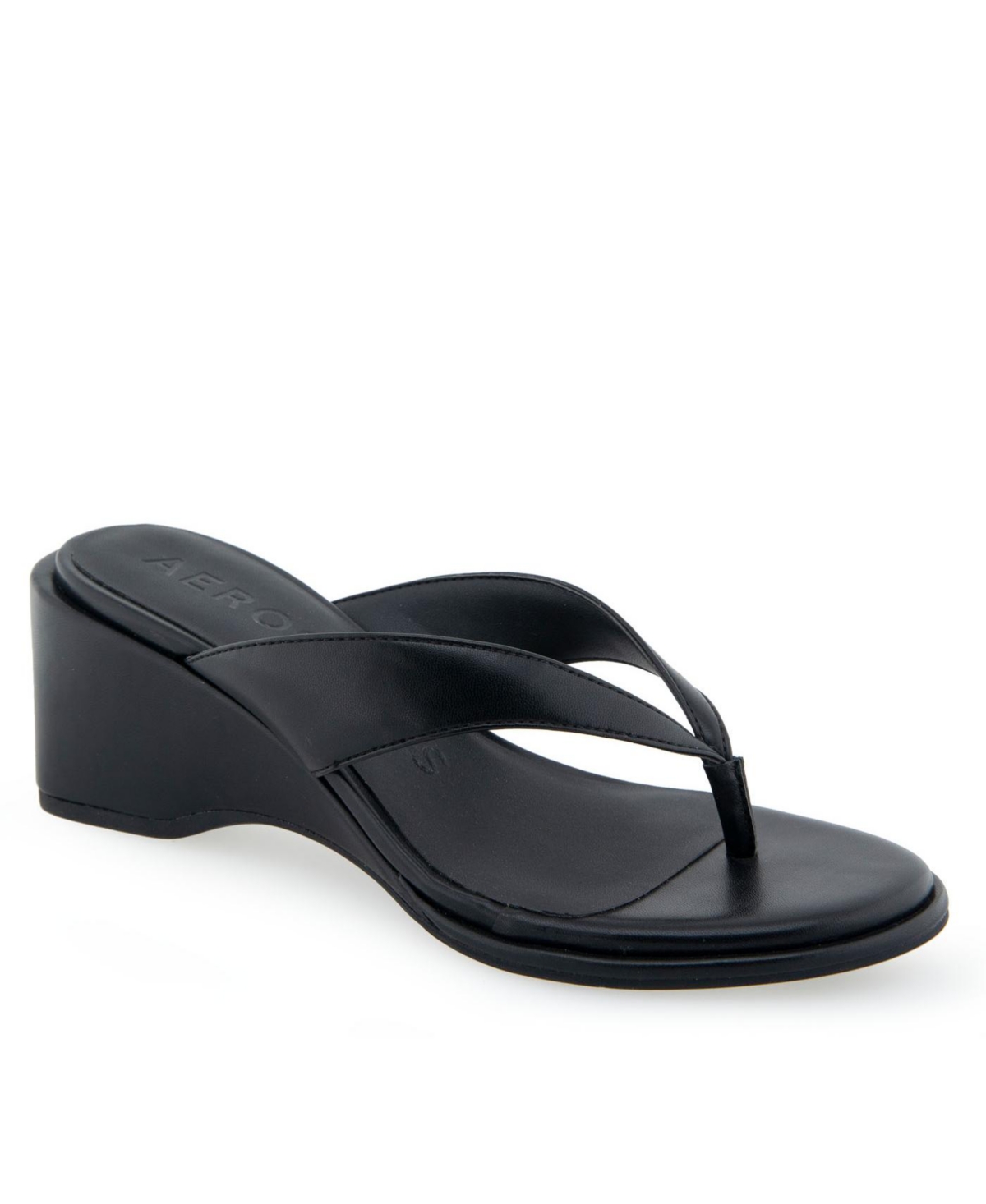 Shop Aerosoles Women's Nero Wedge Flip Flop Sandals In Black