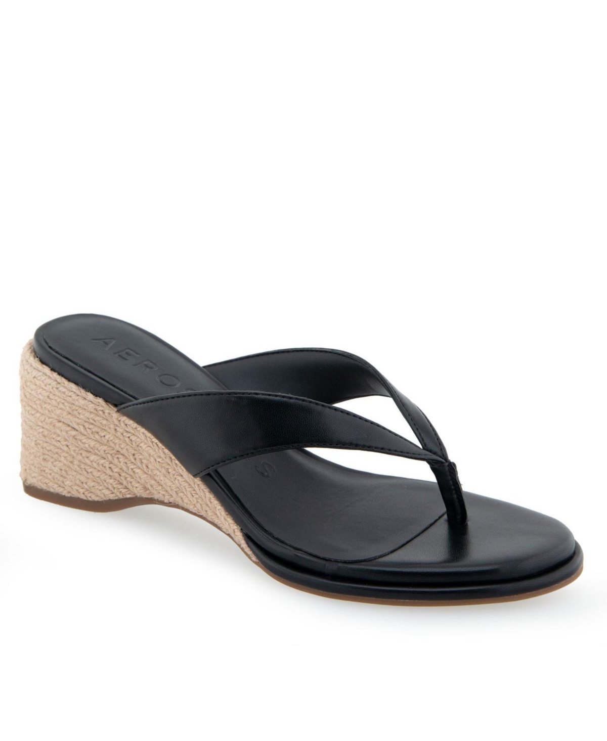 Shop Aerosoles Women's Nero Wedge Flip Flop Sandals In Black Polyurethane
