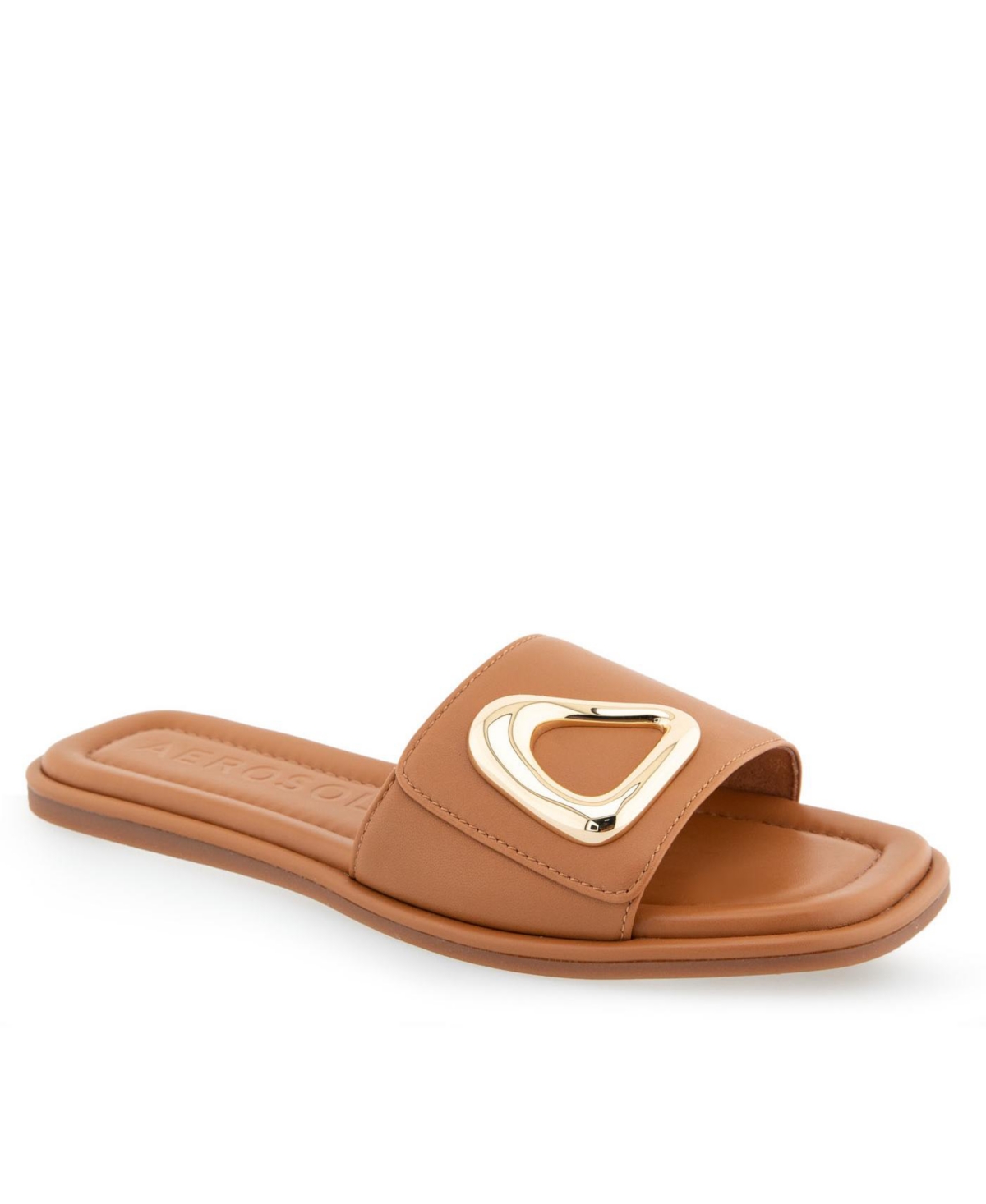 Aerosoles Women's Blaire Ornamented Slides In Tan Leather