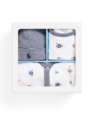 Baby Boys Polo Bear Cotton 3 Piece Gift Set