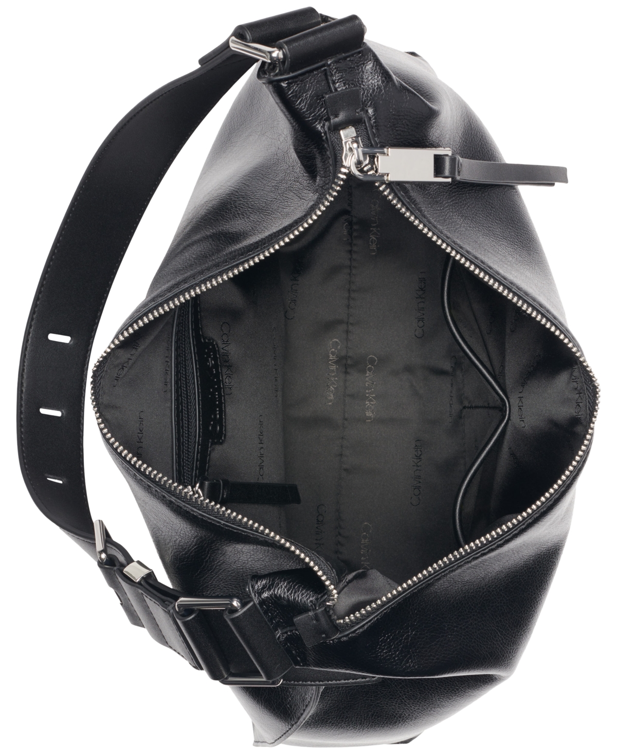 Shop Calvin Klein Max Hobo Shoulder In Black Silver