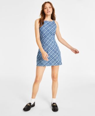 Tommy Jeans Women's Cotton Tartan-Print Mini Dress - Macy's