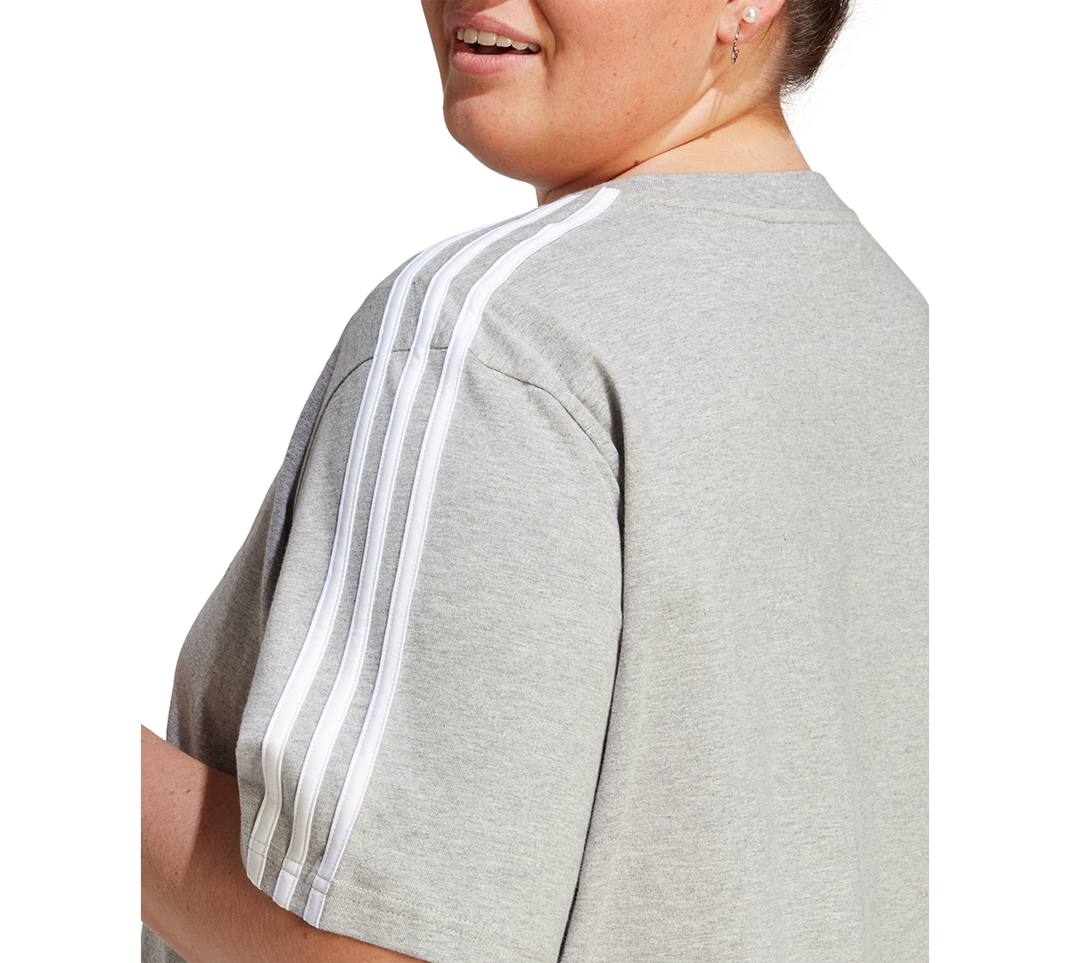 adidas Plus Size Essentials 3-Stripes Boyfriend T-Shirt Dress - White