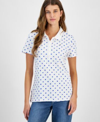 Tommy Hilfiger Women s Dot Print Short Sleeve Polo Shirt Macy s