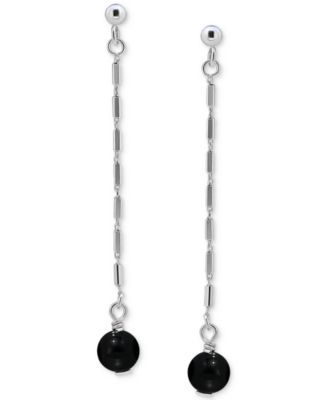 Gemstone Bead Chain Drop Earrings in 18k Gold-Plated Sterling Silver