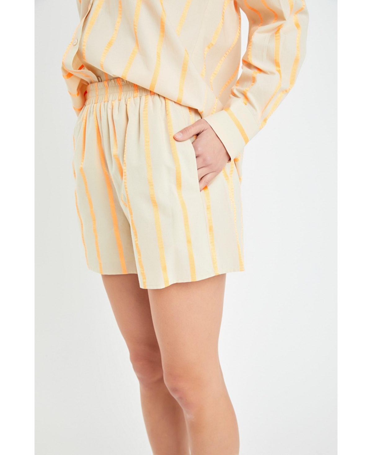 Women's Tape Stripe Shorts - Beige/orange