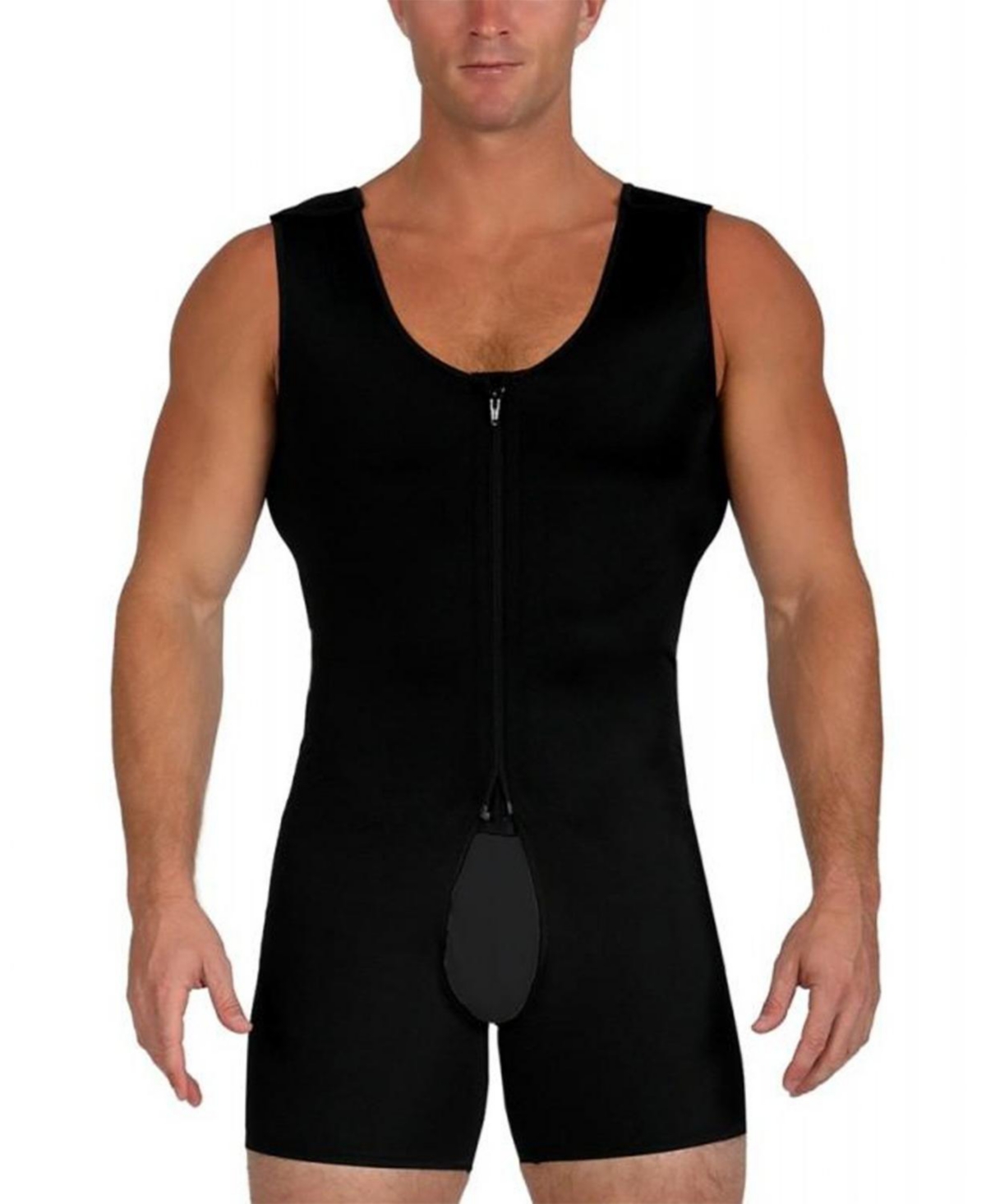 Shop Instaslim Men's Stretch Bodyshorts With Open Crotch In Black