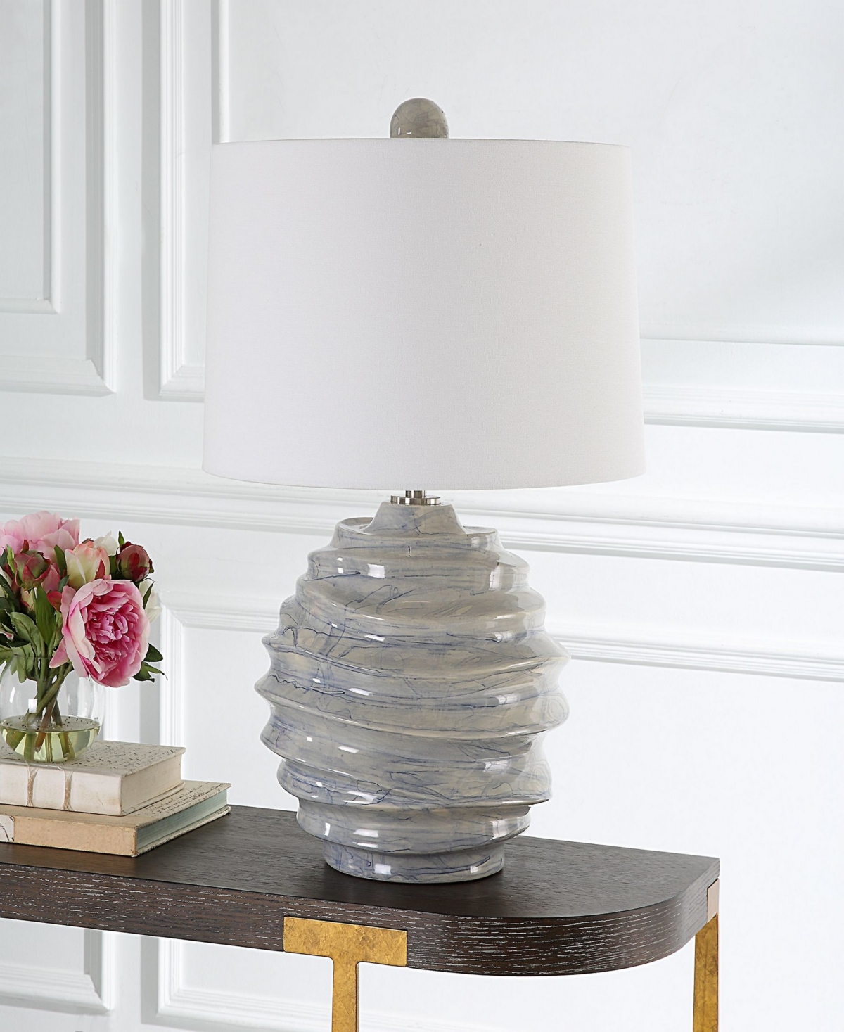 Uttermost 26" Waves Accent Lamp In Blue