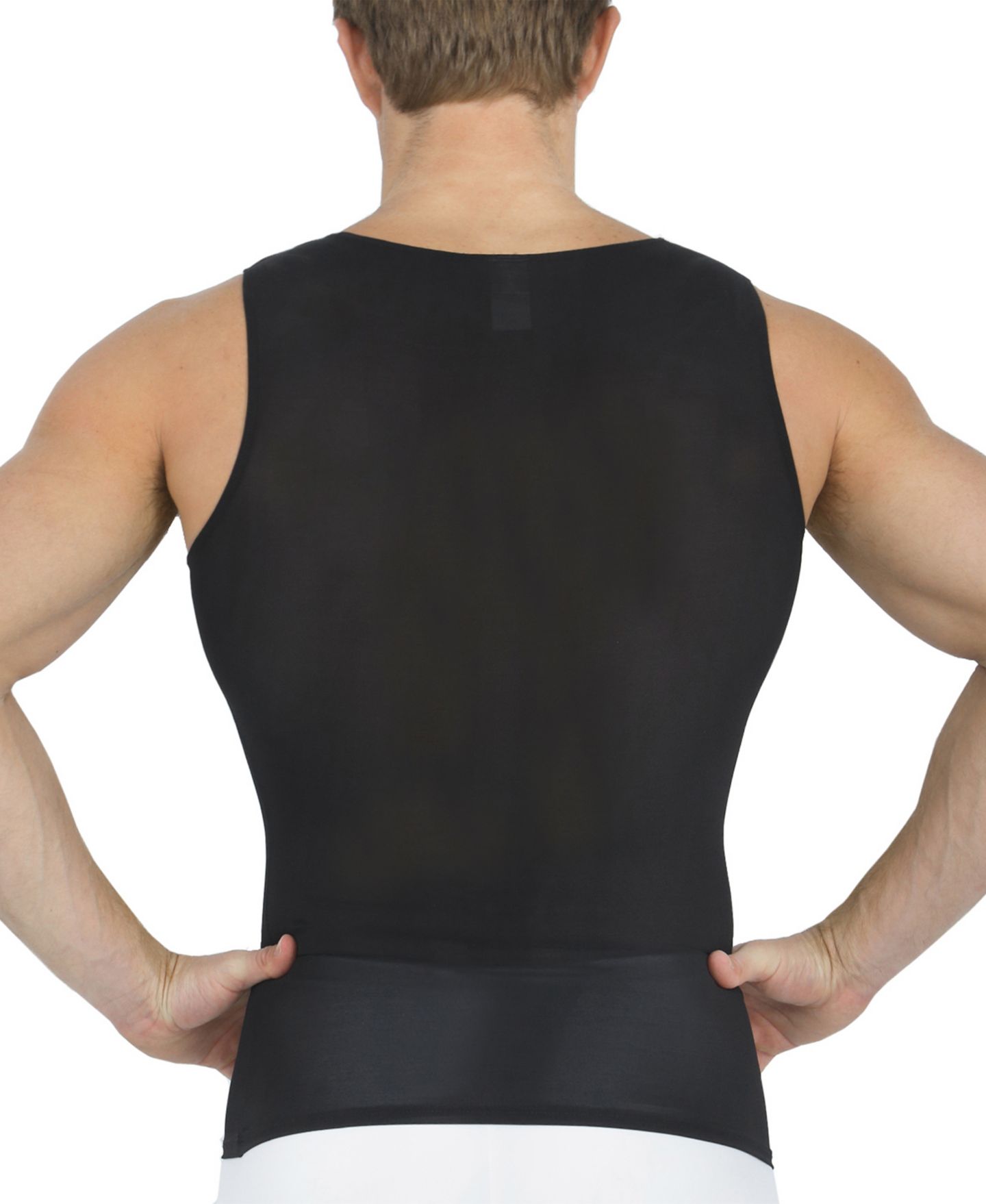 Мужской топ Instaslim Big & Tall Power Mesh Compression Muscle Tank Top, цвет: Чёрный — фото 2
