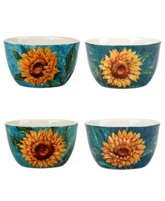 Golden Sunflowers Set of 4 Ice Cream Bowls