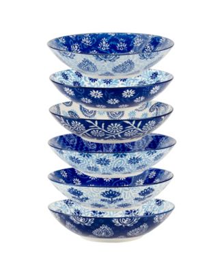 Carnival Blue Pasta Bowls, Set of 6
