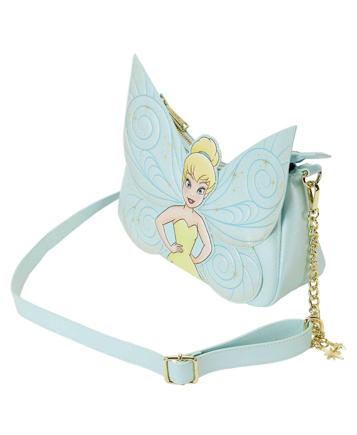 Shop Loungefly Women's  Tinker Bell Peter Pan Wings Crossbody Bag In Light Blue