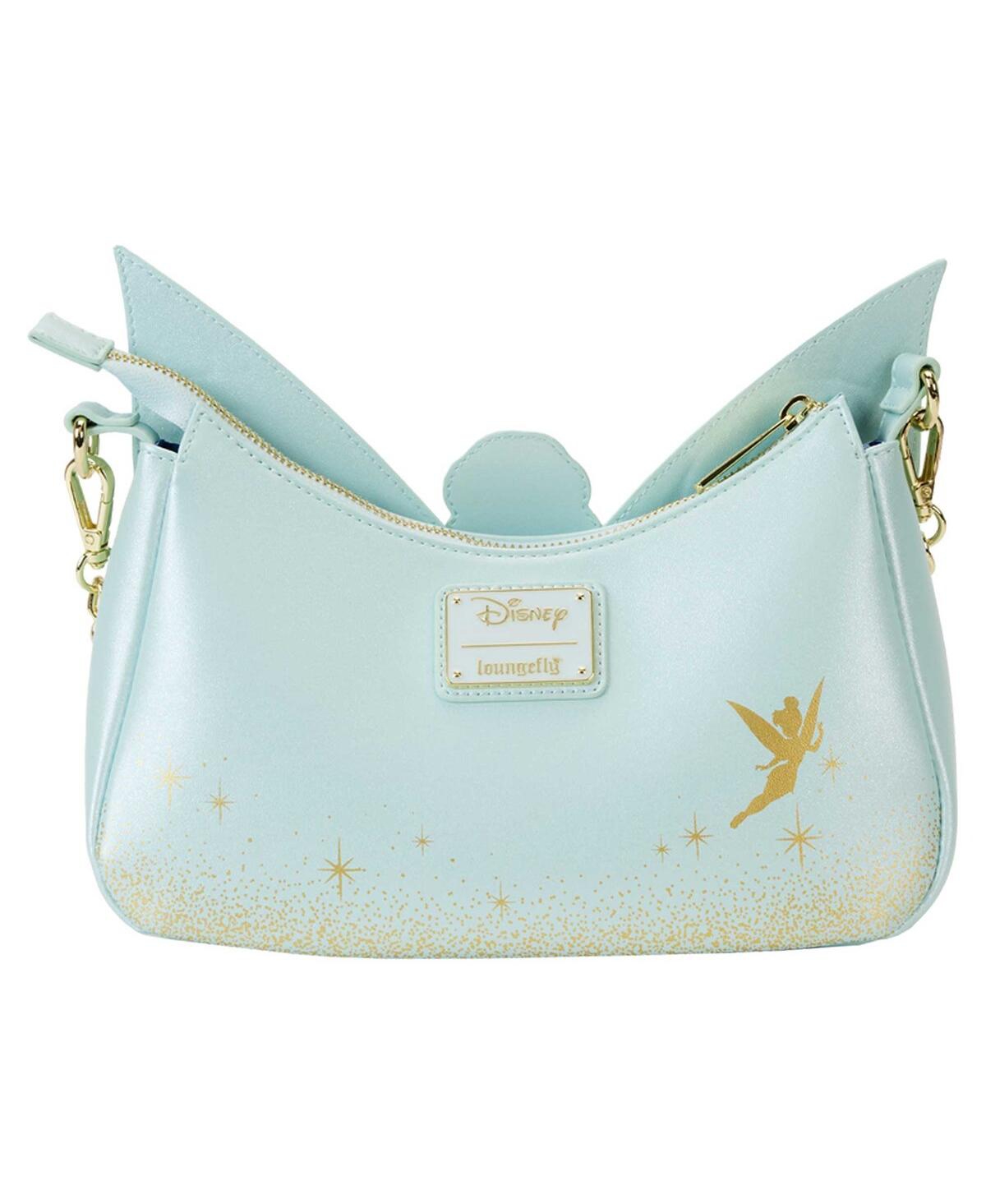 Shop Loungefly Women's  Tinker Bell Peter Pan Wings Crossbody Bag In Light Blue