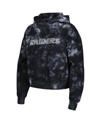Women's Black Las Vegas Raiders Tie-Dye Cropped Pullover Hoodie