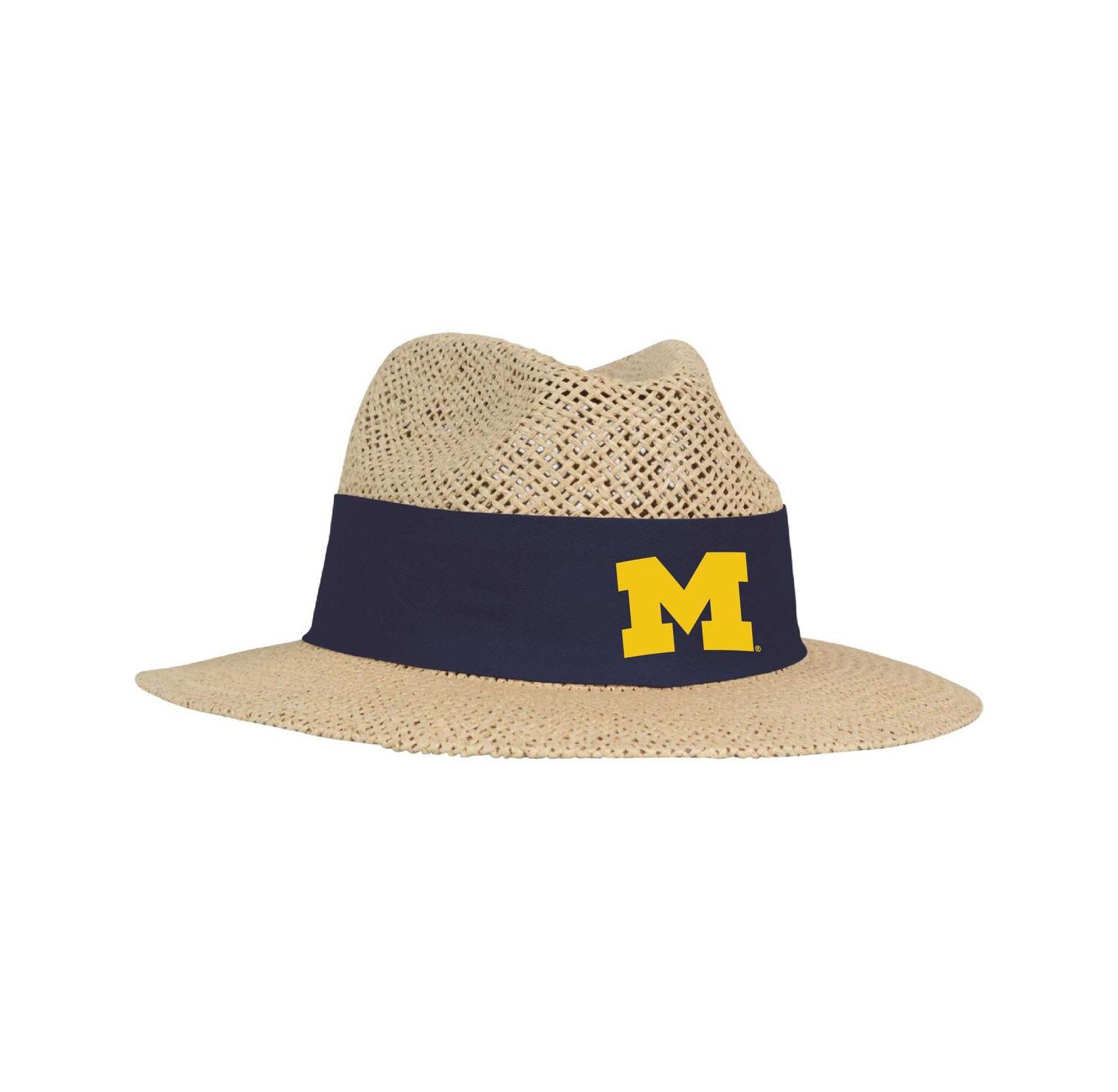 Men's Tan Michigan Wolverines Wellington Gambler Straw Hat