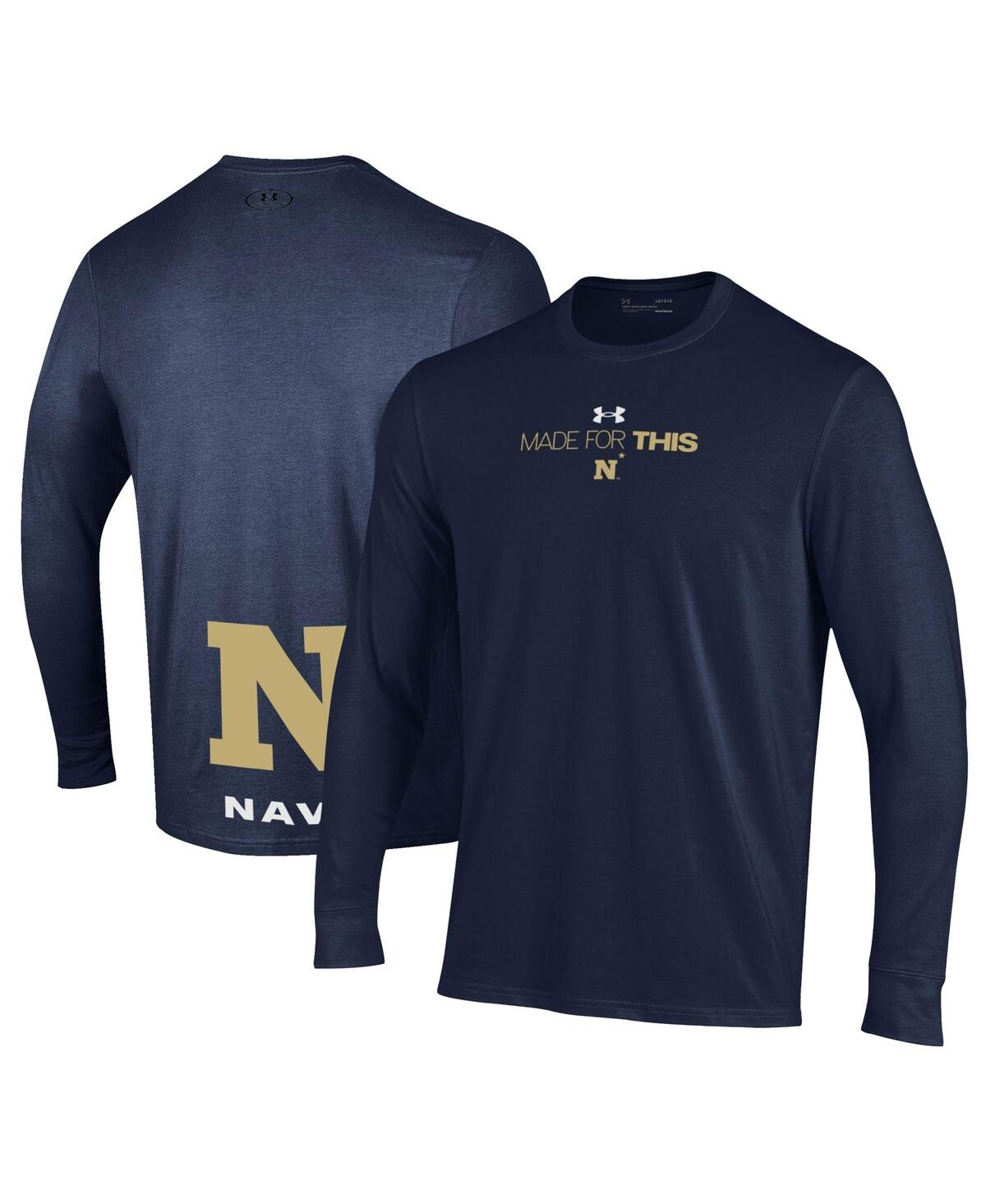 Shop Under Armour Men's And Women's  Navy Navy Midshipmen 2024 On-court Bench Unity Performance Long Sleev