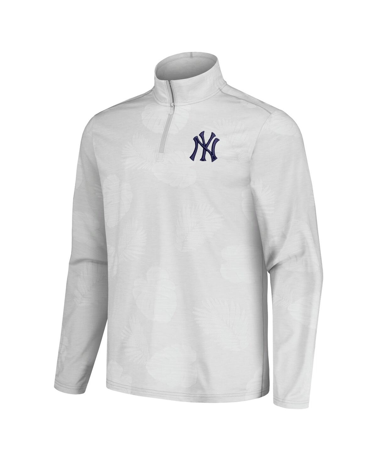 Shop Tommy Bahama Men's  Gray New York Yankees Delray Frond Islandzone Half-zip Jacket