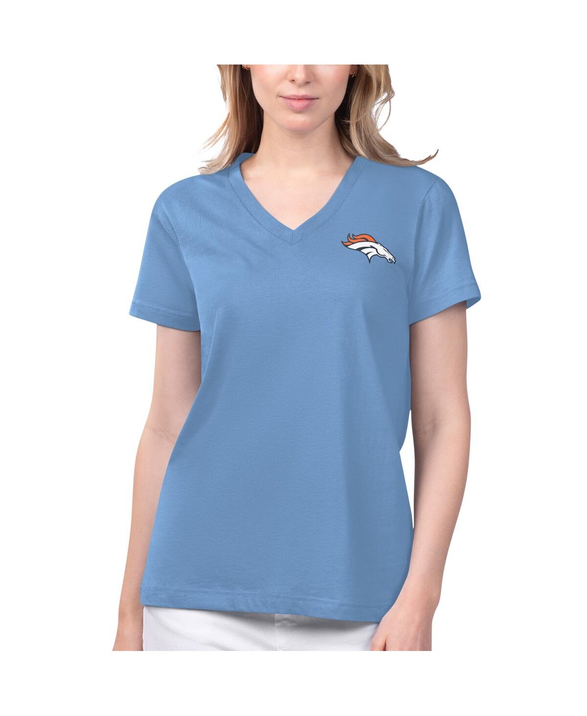Margaritaville Women's  Blue Denver Broncos Game Time V-neck T-shirt