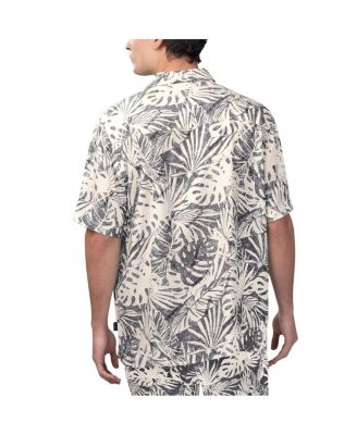 Men's Tan Atlanta Falcons Sand Washed Monstera Print Party Button-Up Shirt