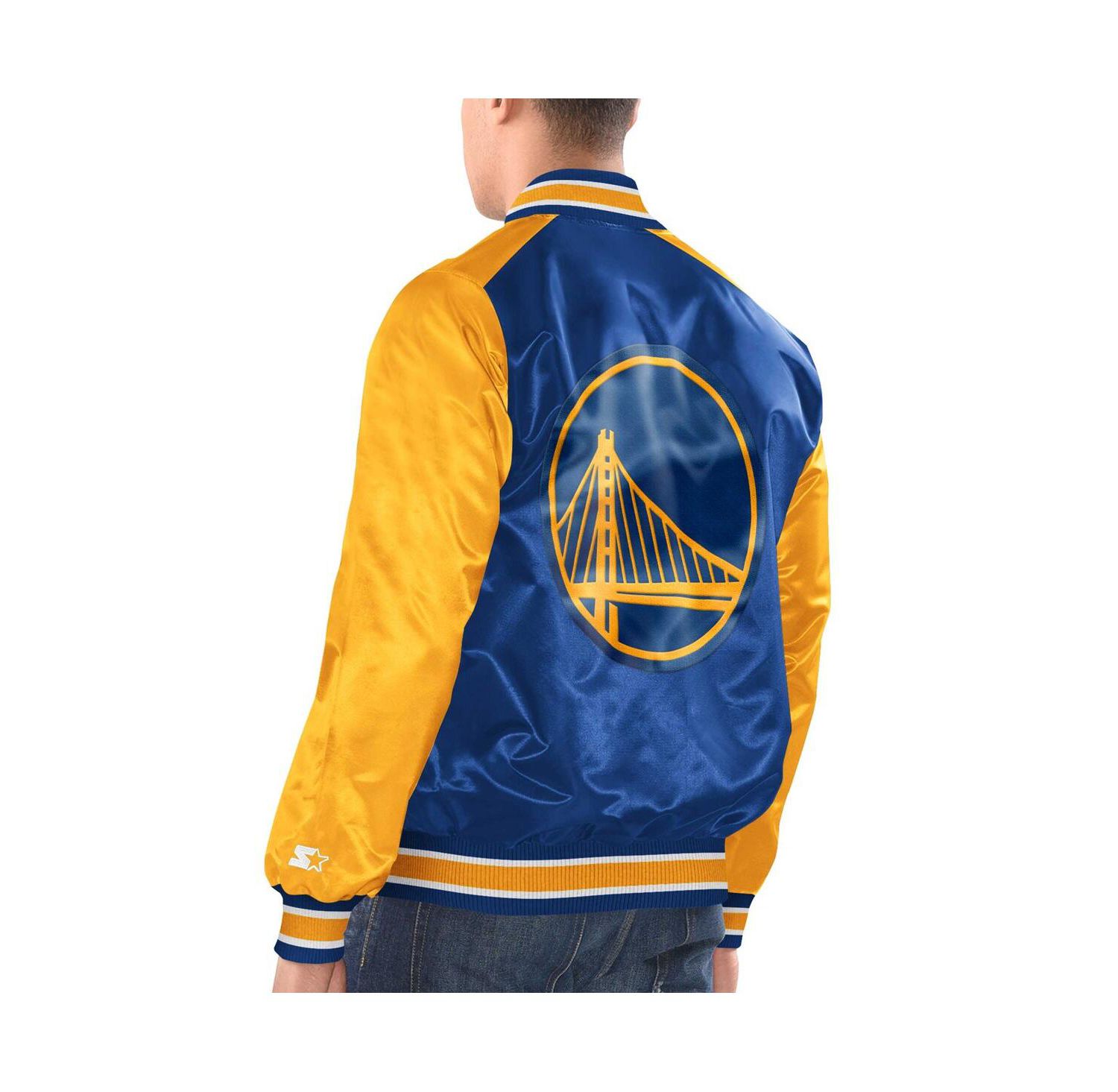 Men's Royal, Gold Golden State Warriors Renegade Satin Full-Snap Varsity Jacket
