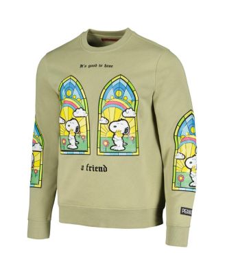 Men's and Women's Olive Peanuts Snoopy Friend Pullover Sweatshirt