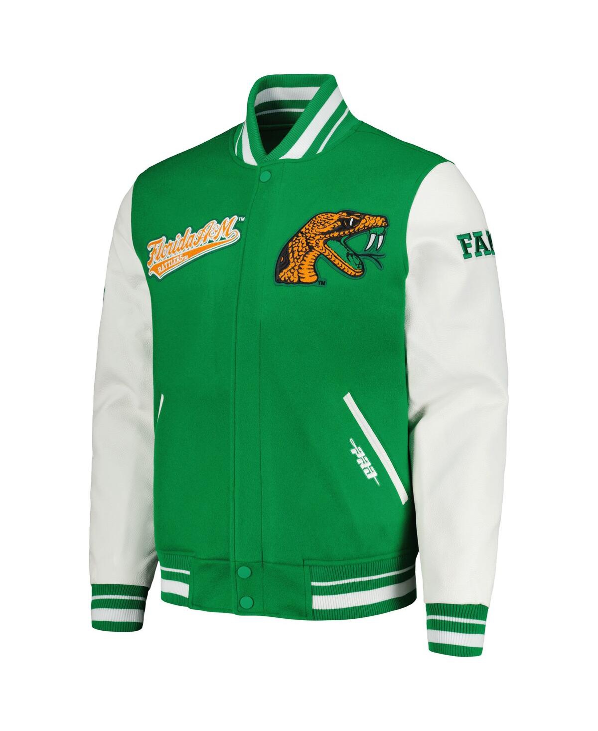 Shop Pro Standard Men's  Green Florida A&m Rattlers Script Wool Full-zip Varsity Jacket