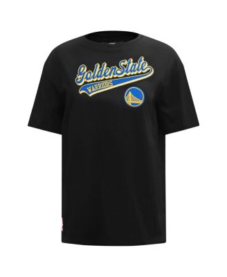 Women's Black Golden State Warriors Script Boyfriend T-shirt