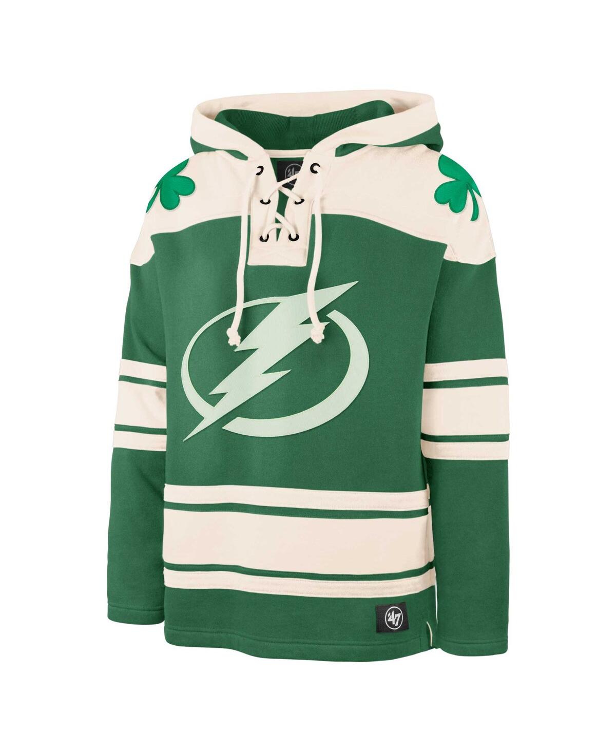 Men's '47 BrandTampa Bay Lightning St. Patrick's Day Superior Lacer Pullover Hoodie - Kelly Green