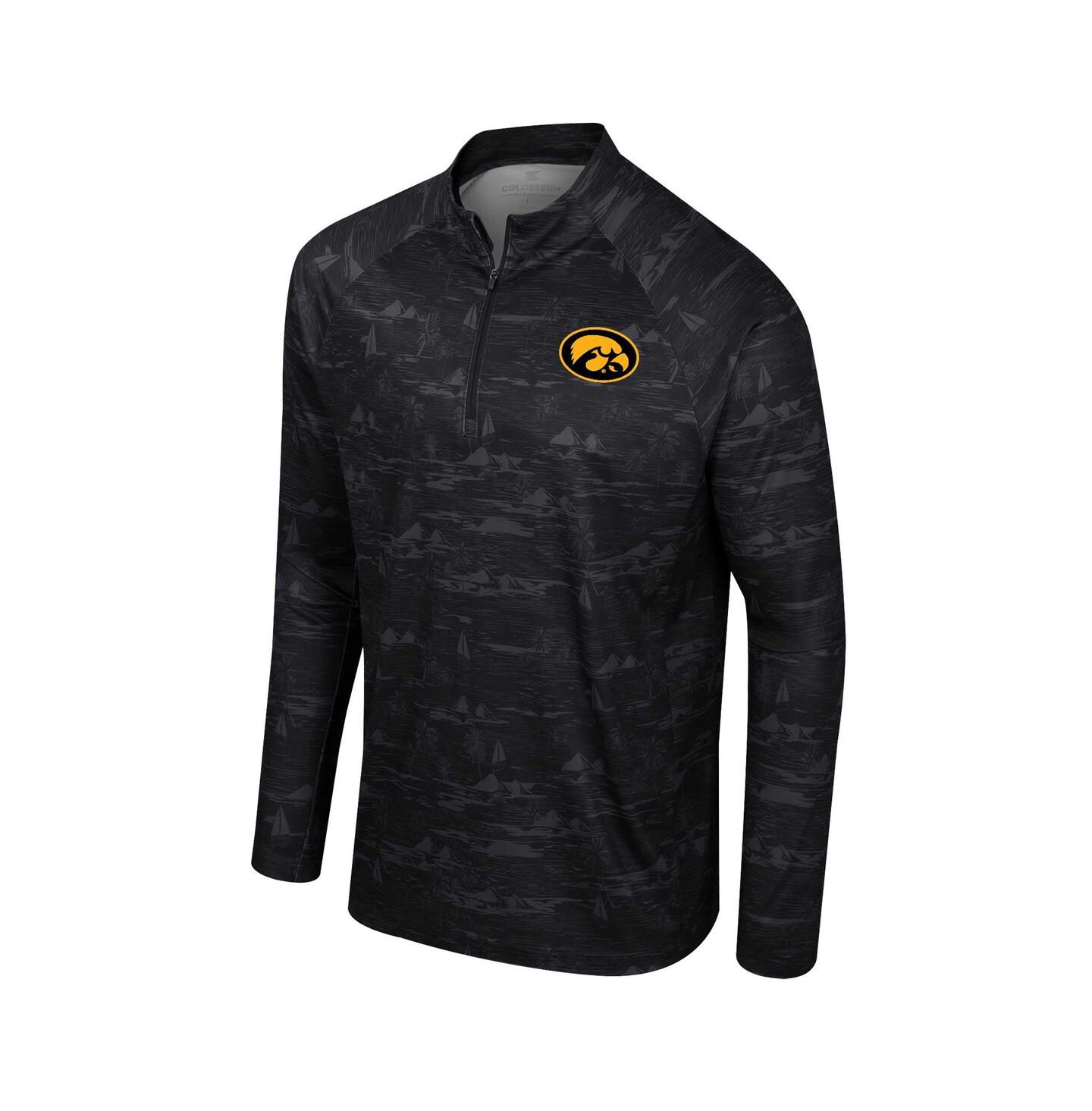 Мужская куртка Colosseum Black Iowa Hawkeyes Carson Raglan Quarter-Zip — фото 3