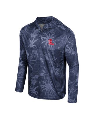 Men's Navy Ole Miss Rebels Palms Printed Lightweight Quarter-Zip Hooded Top