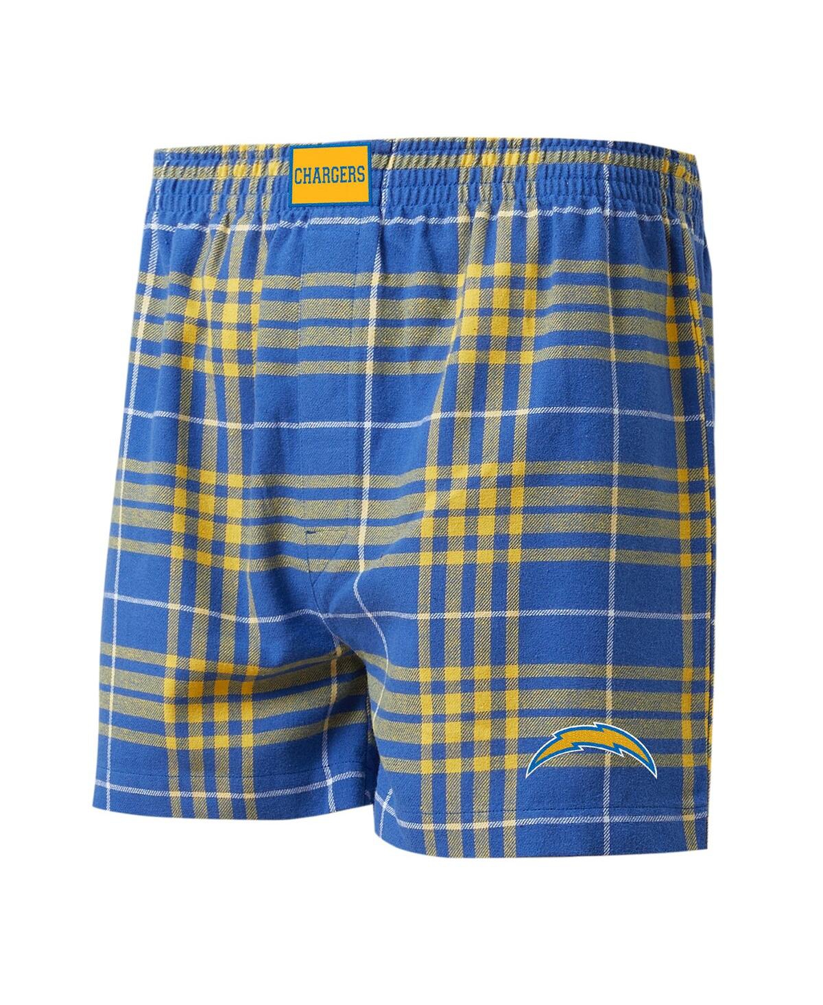 Men's Concepts Sport Powder Blue, Gold Los Angeles Chargers Concord Flannel Boxers - Powder Blue, Gold