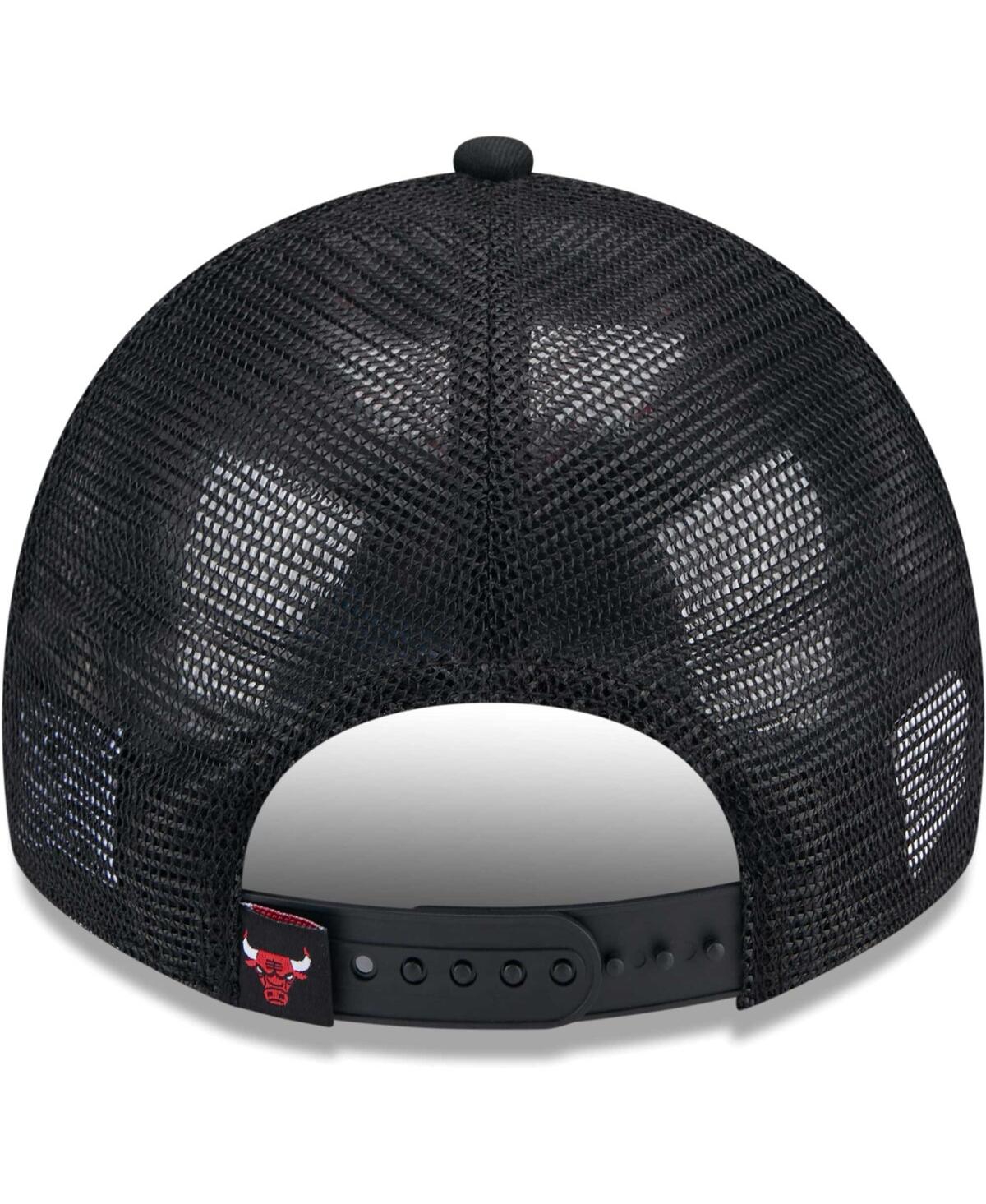 Men's New EraChicago Bulls Rough Edge Logo Trucker 9TWENTY Adjustable Hat - Black