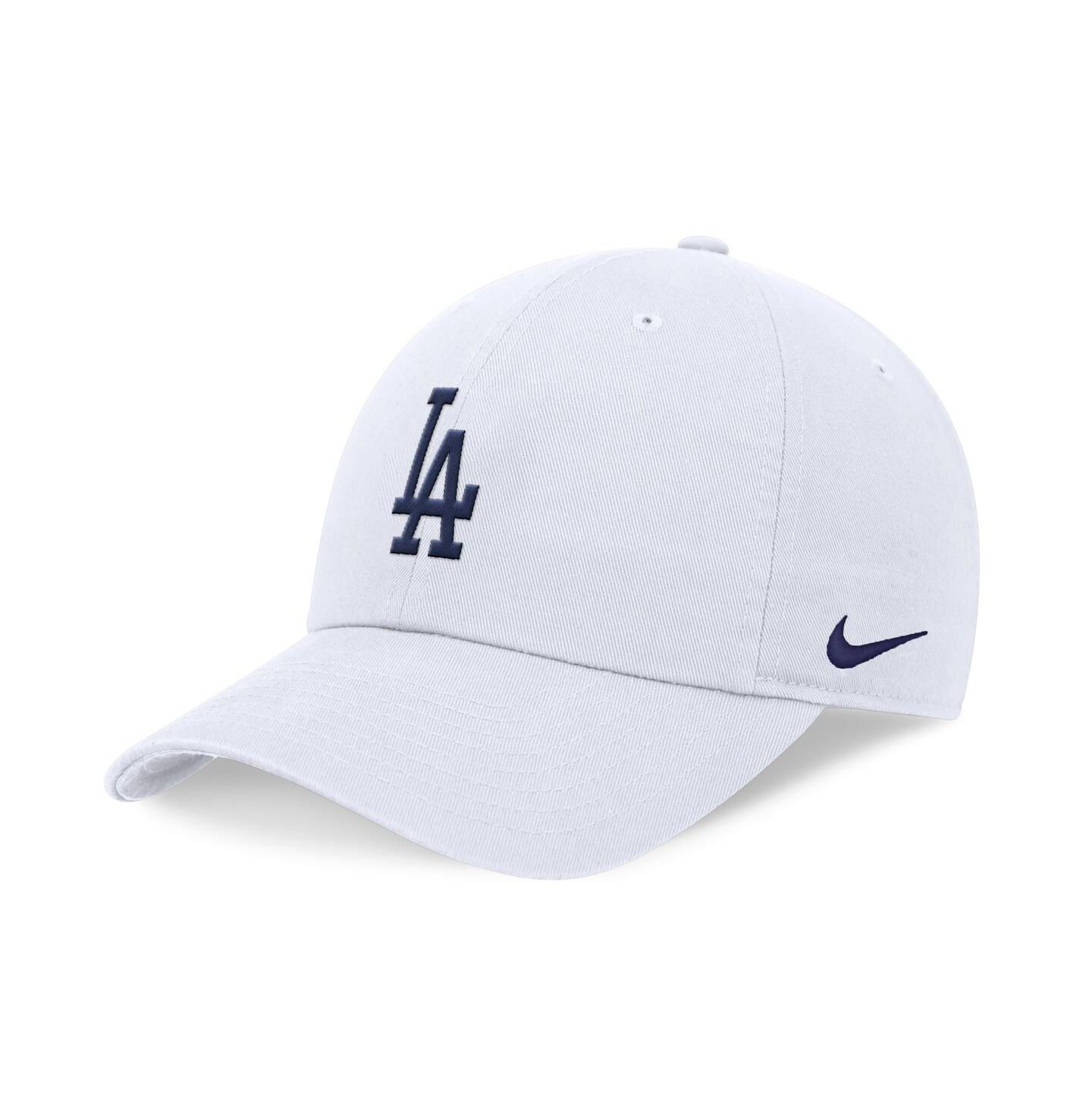 Мужская кепка Nike White Los Angeles Dodgers Evergreen Club Adjustable Hat — фото 1