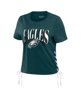 WEAR by Erin Andrews Women's Midnight Green Philadelphia Eagles Lace Up Side Modest Cropped T-shirt