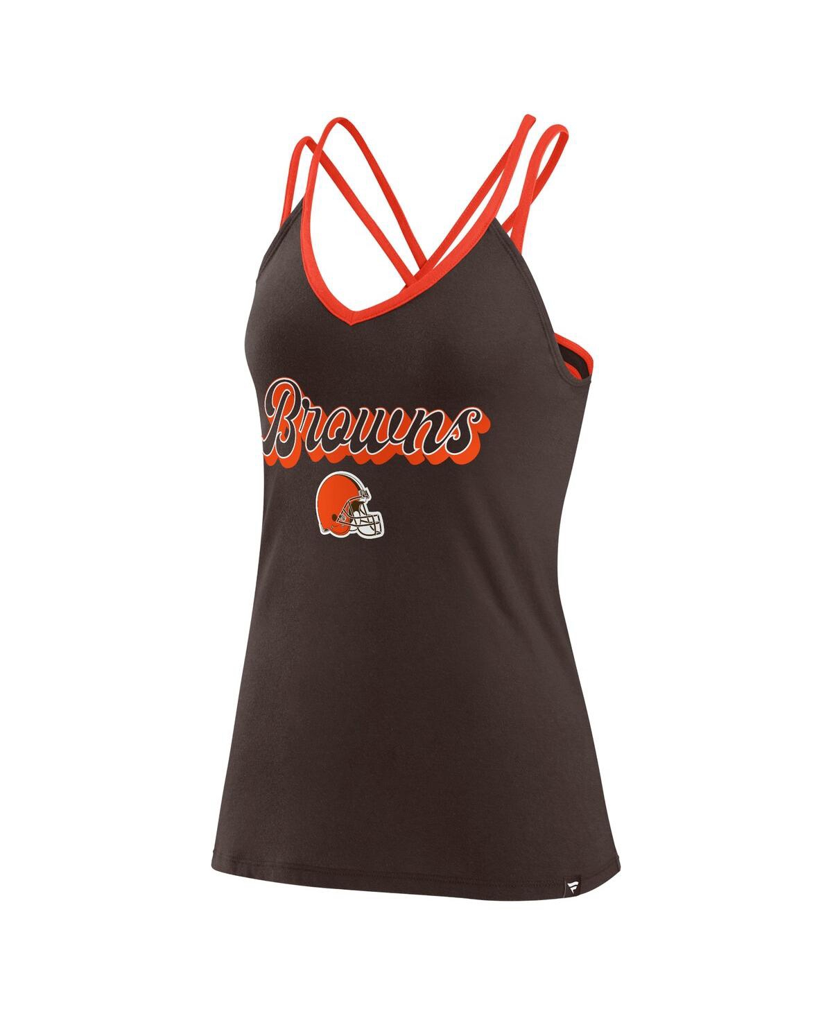 Shop Fanatics Women's  Brown Cleveland Browns Go For It Strappy Crossback Tank Top